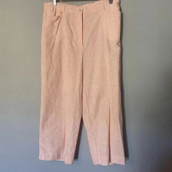 Ralph Lauren Coral Peach Gingham ButtonShort Sleeve Shirt Pants Set Size M /12 - Picture 14 of 16